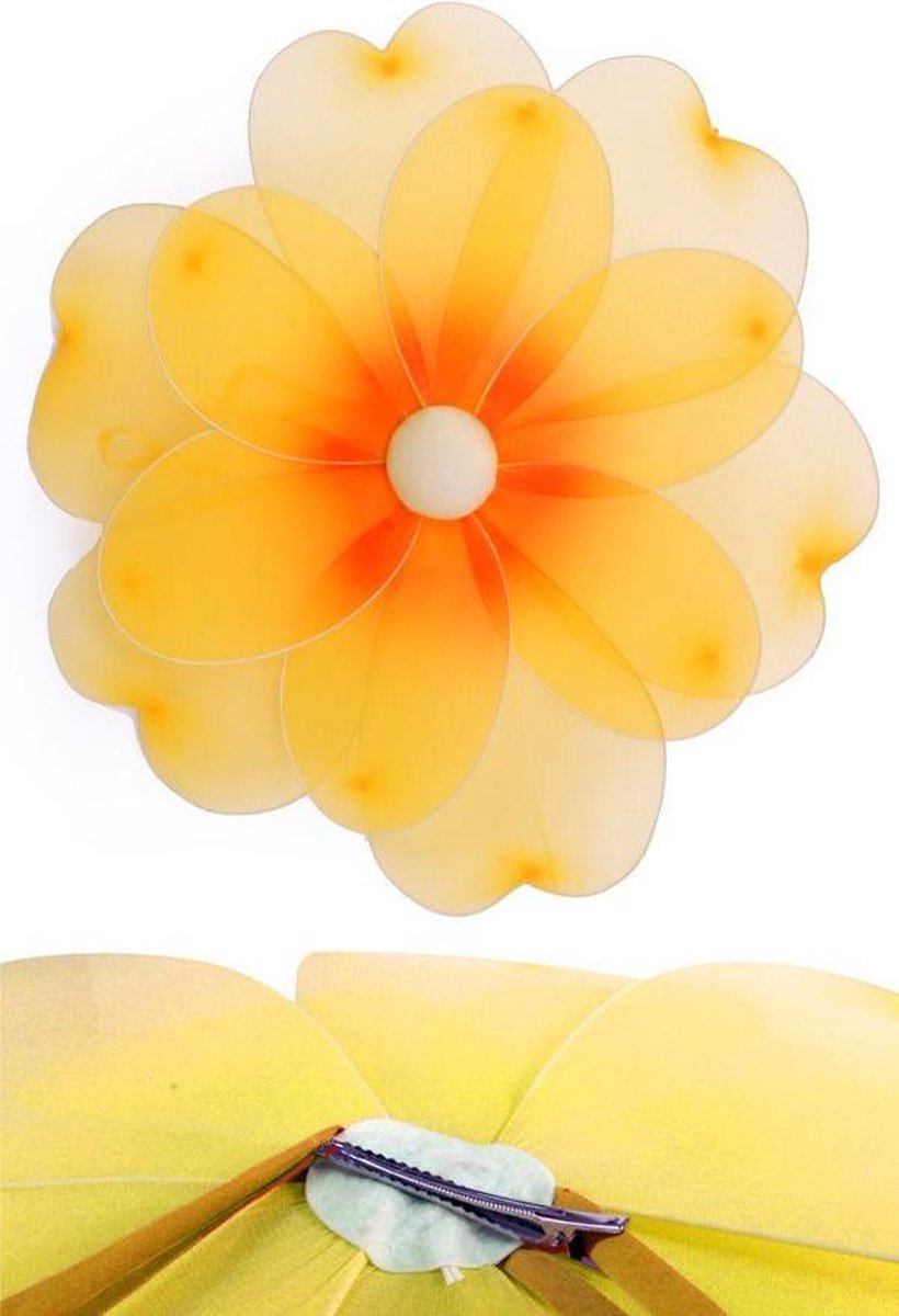 Bloem oranje/geel deco met clip