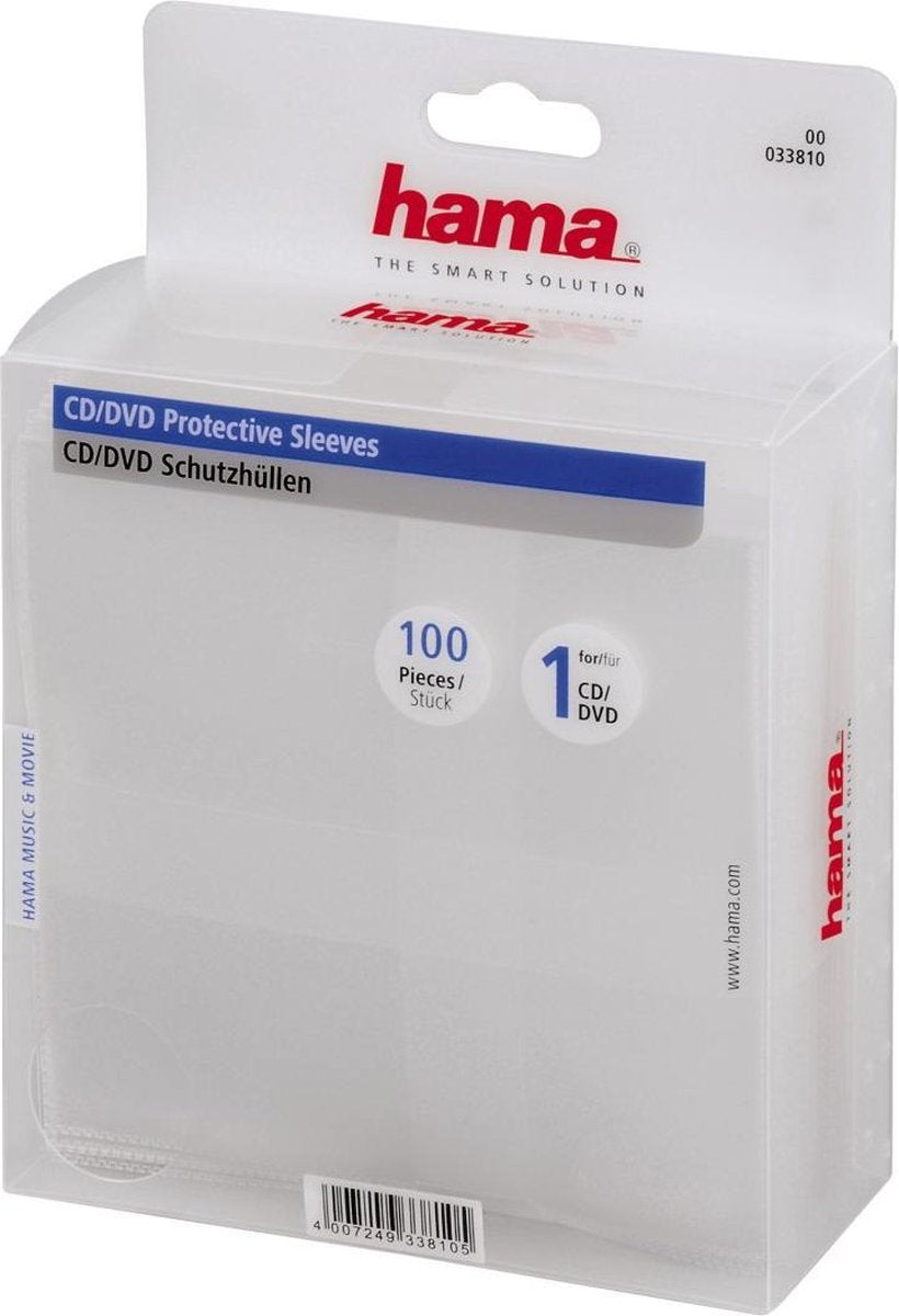 Hama 04733810 Cd / Dvd Beschermhoezen - 100 stuks / Transparant