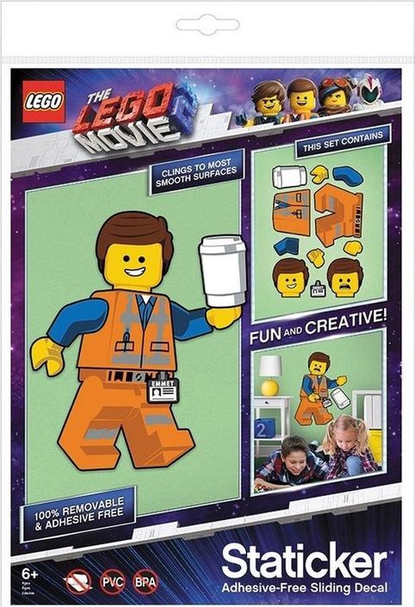 Lego the movie 2 Emmet - muursticker - raamsticker - stickers - speelgoed - figuren - Viros