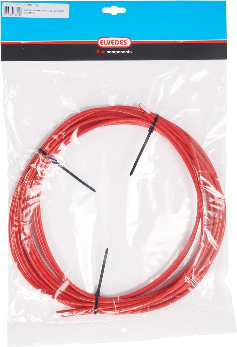 Elvedes rem buitenkabel 5mm (10m) rood liner 1125TEF-7-10