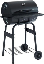 JAMES Houtskoolgrill met deksel van het type roker - 2 wielen en planken - 44 x 37 cm - Zwart