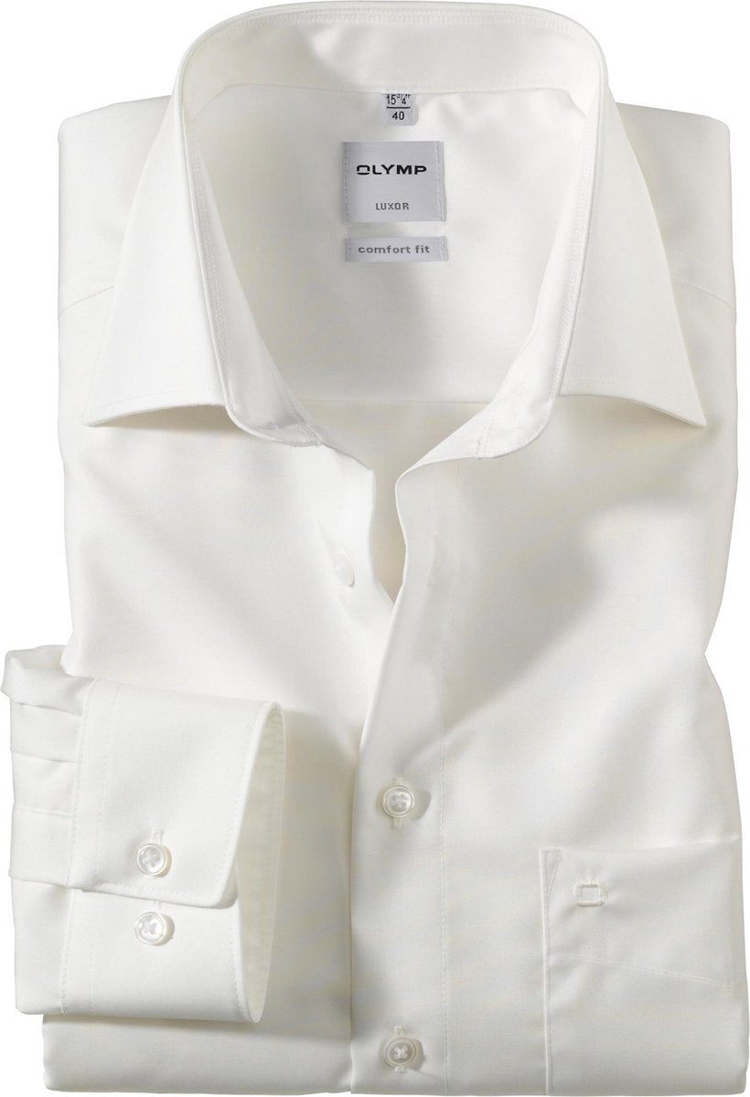 OLYMP Luxor comfort fit overhemd - creme - Strijkvrij - Boordmaat: 50
