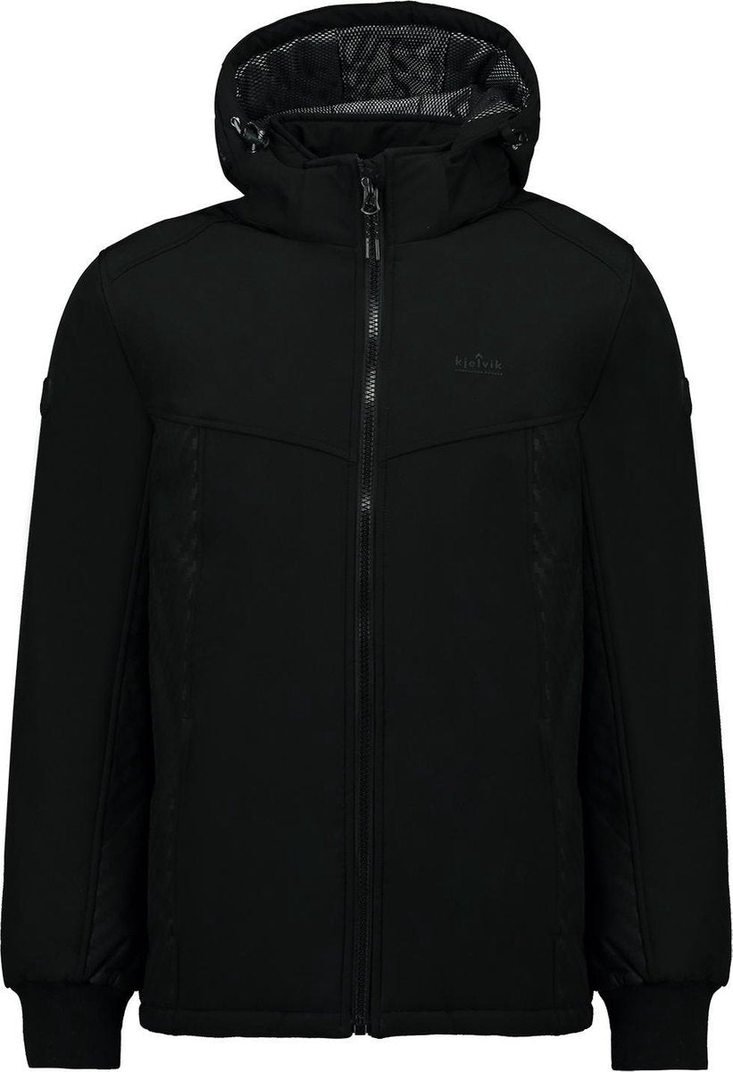Kjelvik Doerak heren outdoor softshell jas - Zwart - Maat L - Winddicht - Ademend materiaal