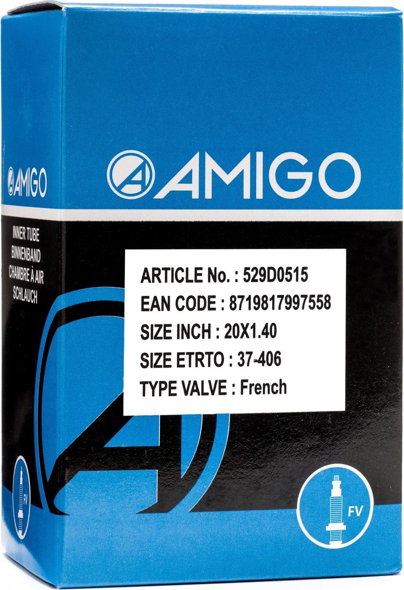 Amigo Binnenband - 20 inch - ETRTO 37-406 - Frans ventiel