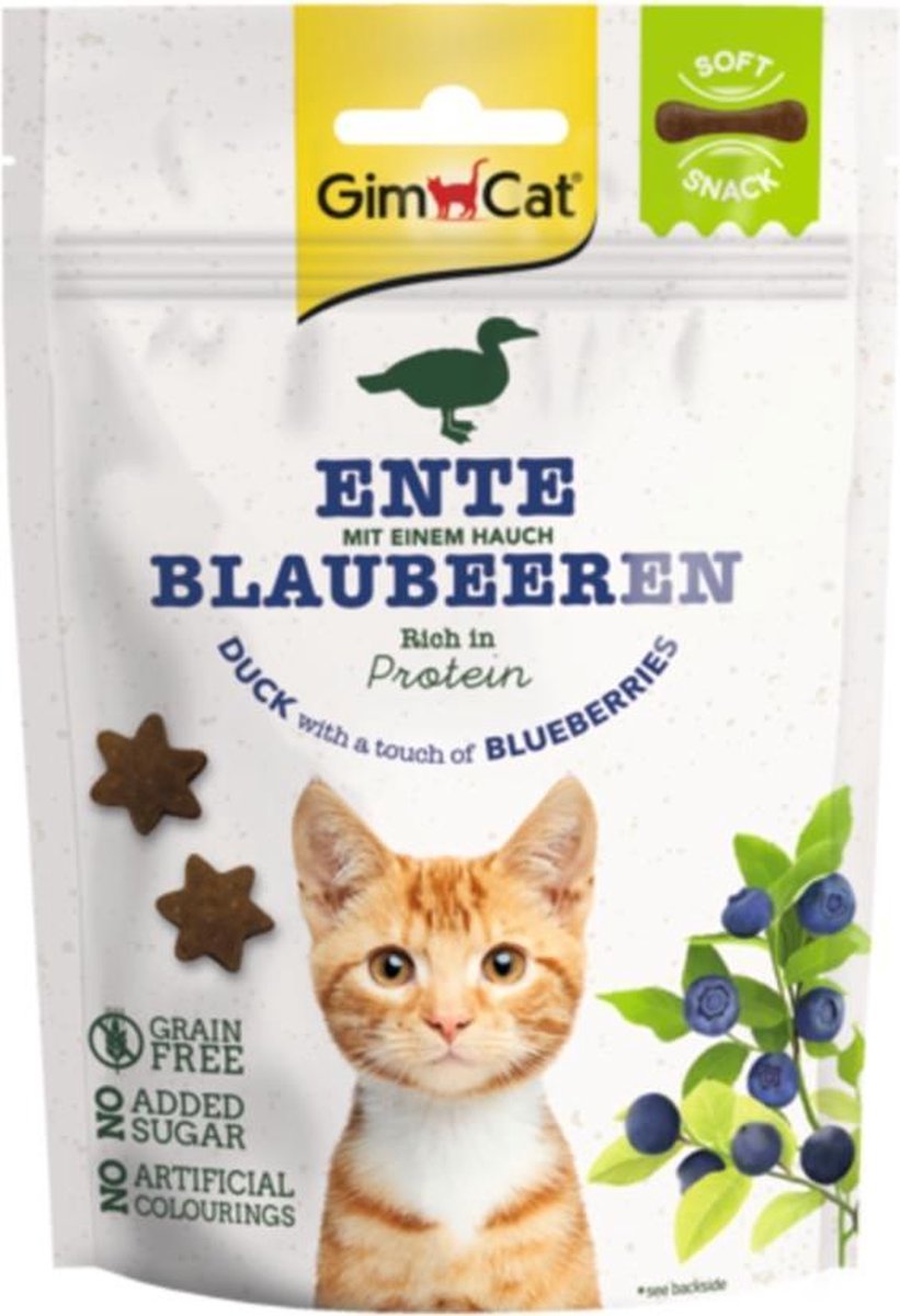 10x GimCat Kattensnack Soft Eend - Bosbessen 60 gr