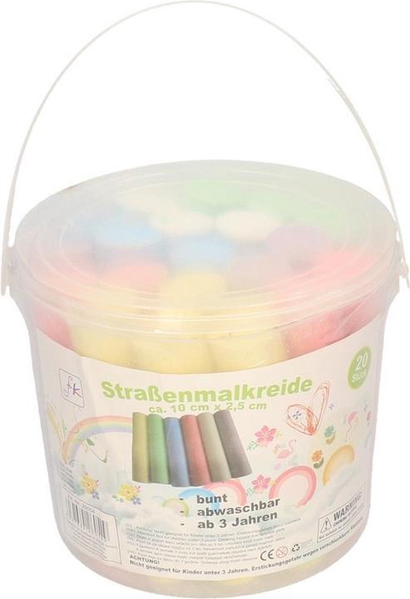 Stoepkrijt emmer - 20 stuks - verschillende kleuren