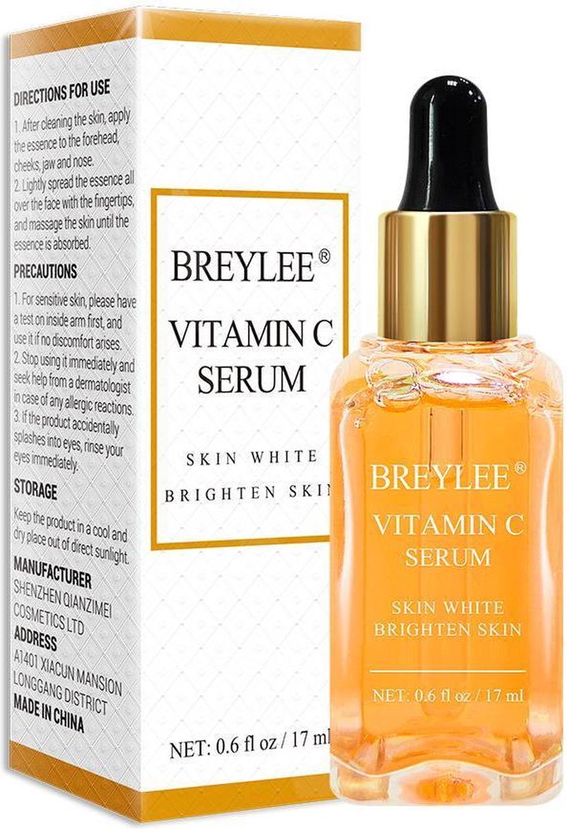 Breylee Vitamine C Serum met Hyaluronzuur - Gezichtsserum voor intensieve Anti-Aging & Anti-Rimpel Huidverzorging - 17 ml
