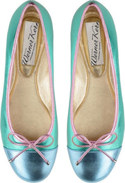 Dames Ballerina's Kleurrijk – Unieke Ballerina Schoenen – Turquoise en Roze – Nappaleer – Werner Kern Pina – Maat 37