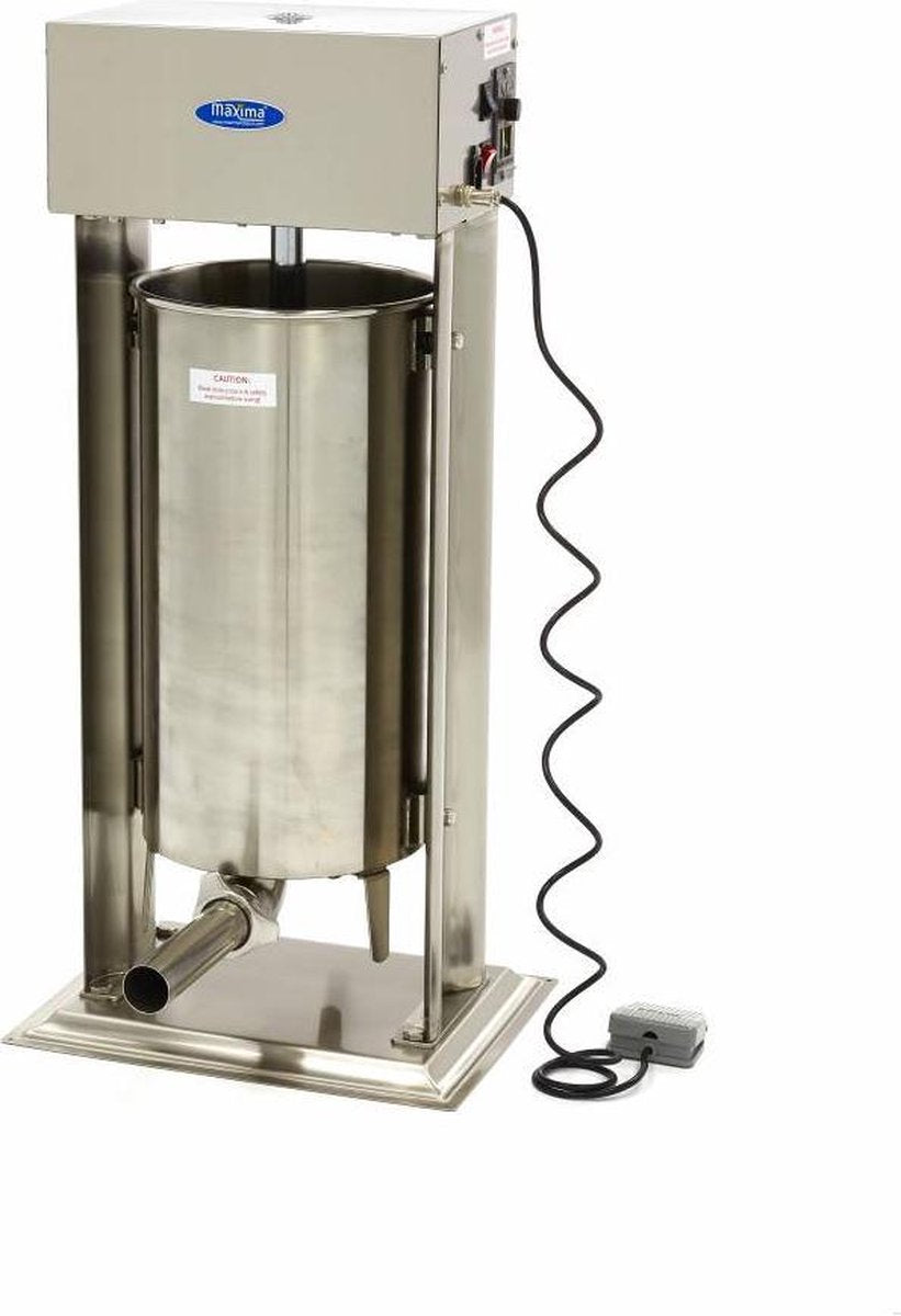 Automatische Worstenvuller 25 Liter - Verticaal - RVS - met 4 Vulbuizen - 10 snelheden - Worstmachine / Worstvuller - Maxima