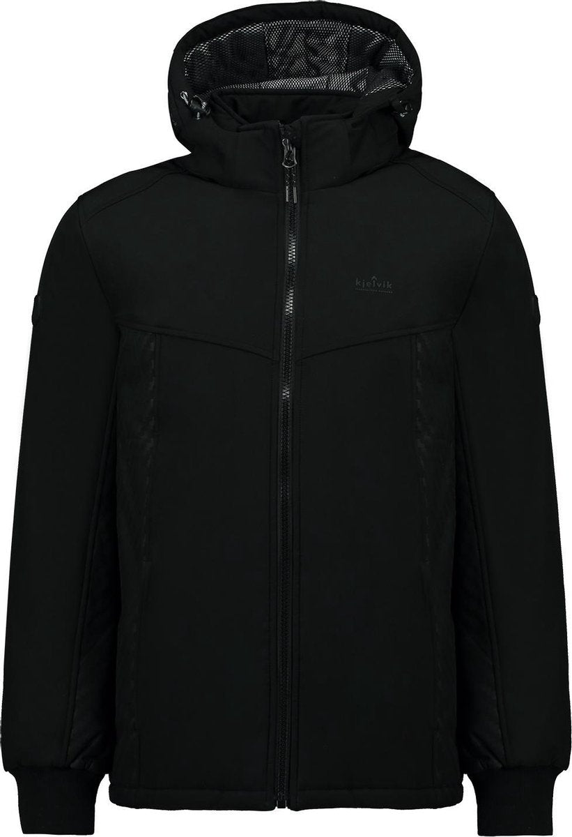 Kjelvik Doerak heren outdoor softshell jas - Zwart - Maat M - Winddicht - Ademend materiaal