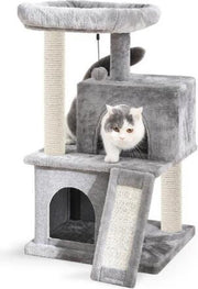 Baymate Huisdier Krabpaal Toren Condo Huis Krabpaal Speelgoed voor Kat Kitten Kat Springen Speelgoed met Ladder Spelen Boom AMT0014GY