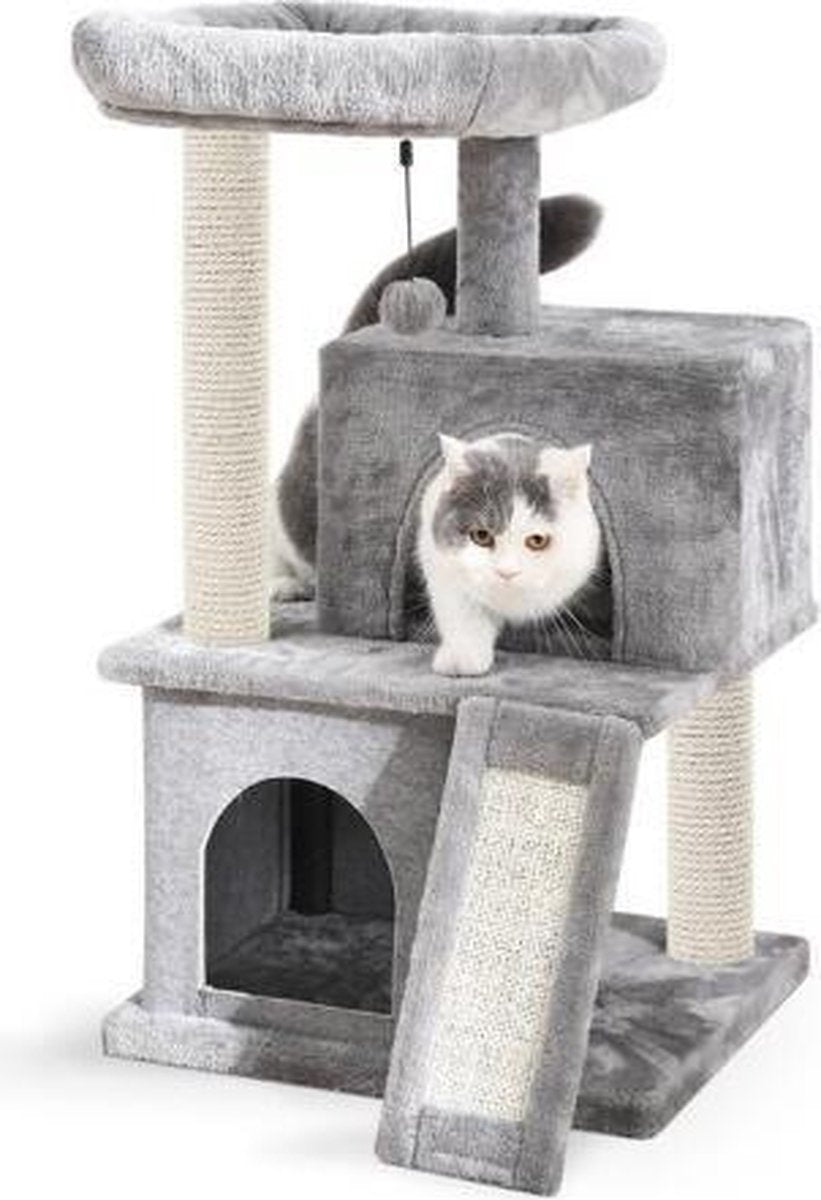 Baymate Huisdier Krabpaal Toren Condo Huis Krabpaal Speelgoed voor Kat Kitten Kat Springen Speelgoed met Ladder Spelen Boom AMT0014GY