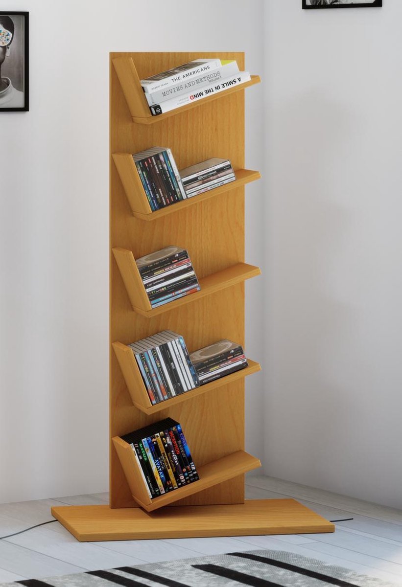 Opbergrek staand model Amiso design voor CD - DVD - Games of pocketboek beuken kleur