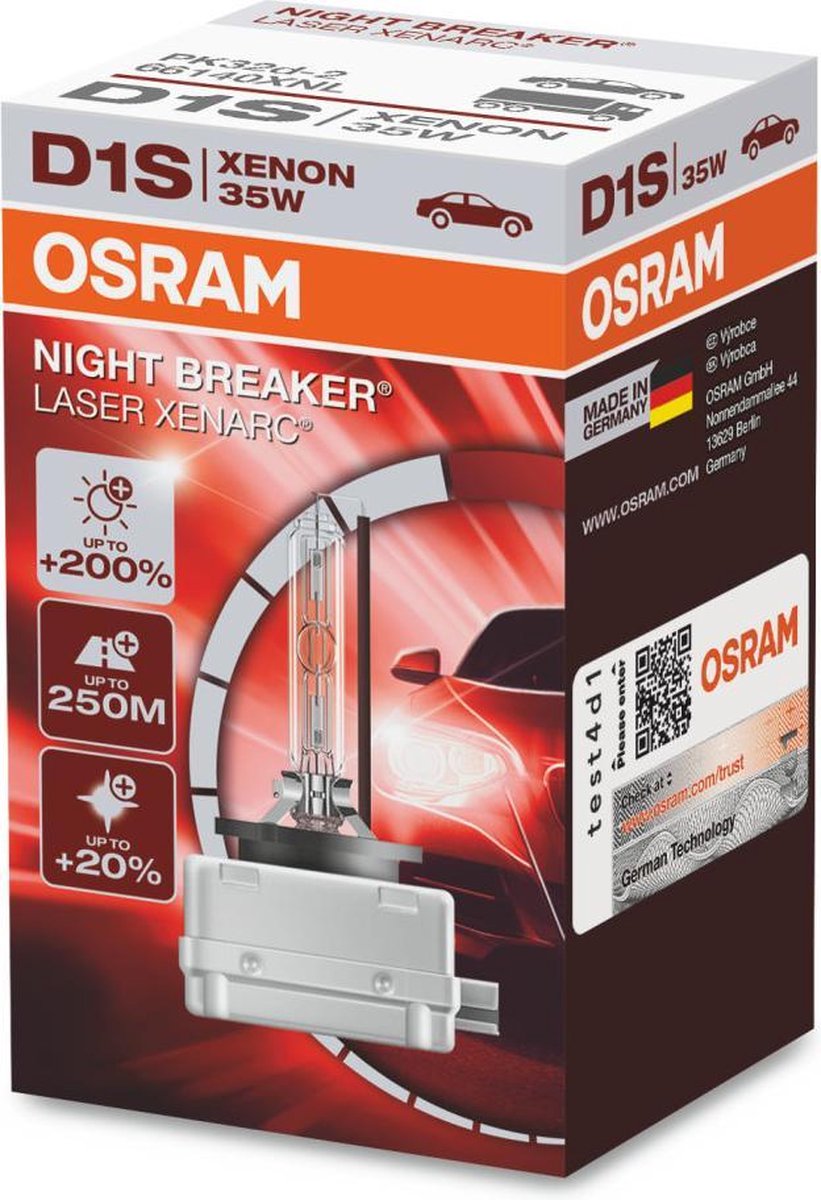 Osram Xenarc Night Breaker Laser Xenon lampen D1S - 12V/35W - set à 2 stuks (4500k)