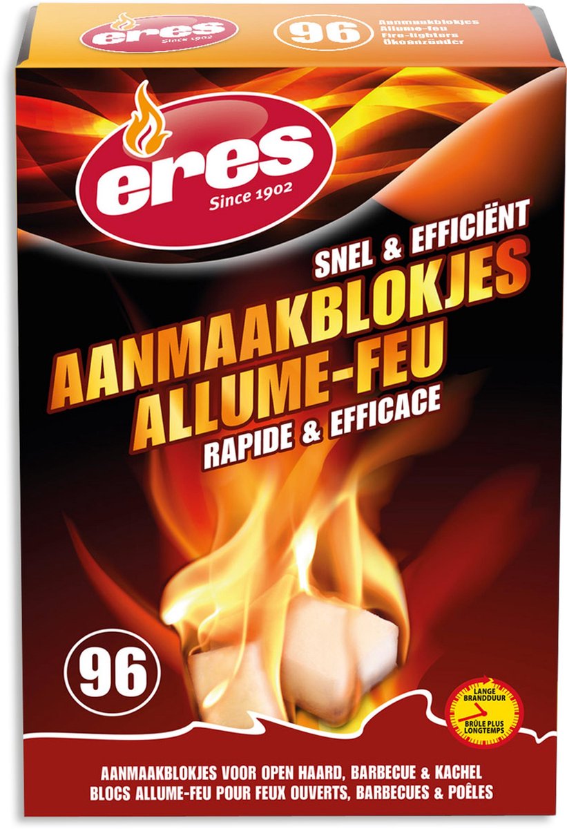 ERES Aanmaakblokjes Voor Open Haard Barbeque En Kachel - Voordeelverpakking 5 x 96 stuks