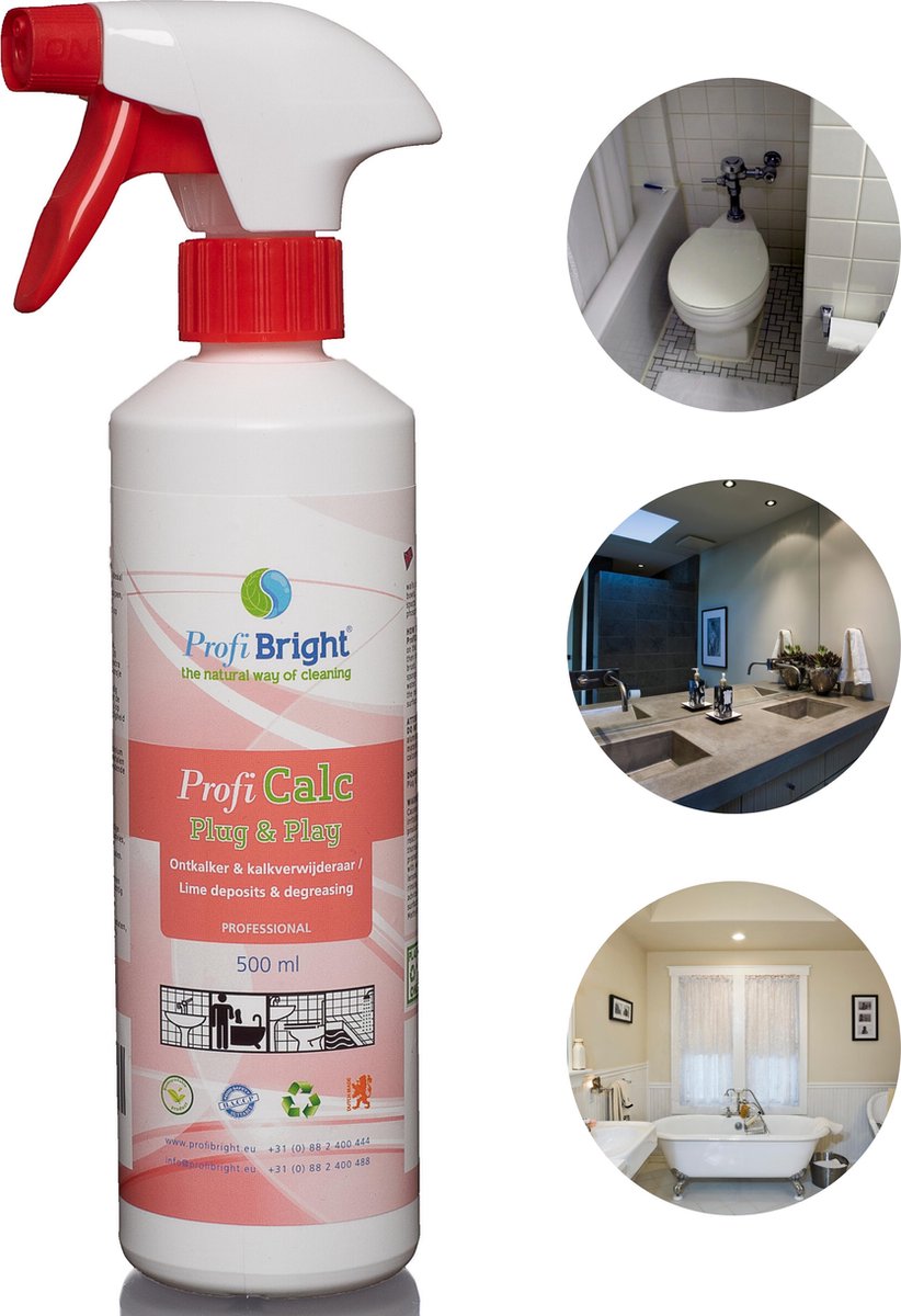 ProfiBright Zakelijk - Ontkalker & Kalkverwijderaar ProfiCalc Plug & Play - kant en klaar - Fris van geur - Dierproefvrij - 500 ml - Professional