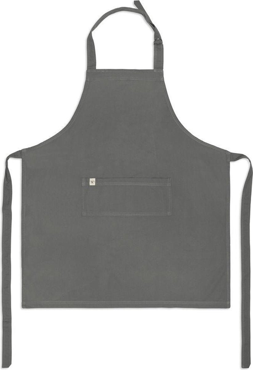 Walra Keukenschort Cook with Happiness - 75x90 - 100% Katoen - Off Black