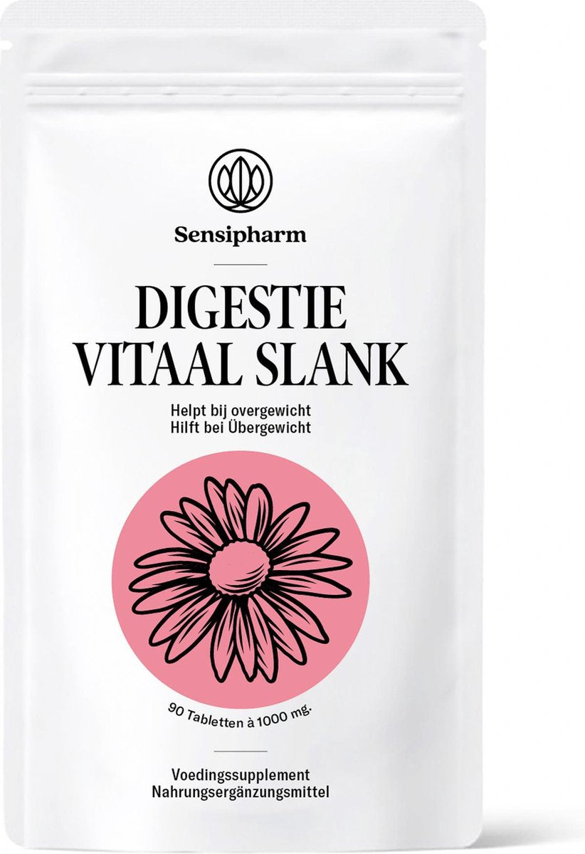 Sensipharm Digestie Vitaal Slank - Voedingssupplement bij Afvallen en Overgewicht - Natuurlijk - 90 Tabletten à 1000 mg
