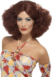 Bruine afro pruik met scheiding voor dames