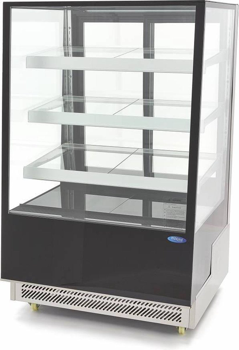 Gebaksvitrine 400 Liter - Zwart - Dubbel Glas - Digitale Temp. Controle - Incl. 3 Glazen Plateaus - Koelvitrine / Taartenvitrine - Maxima