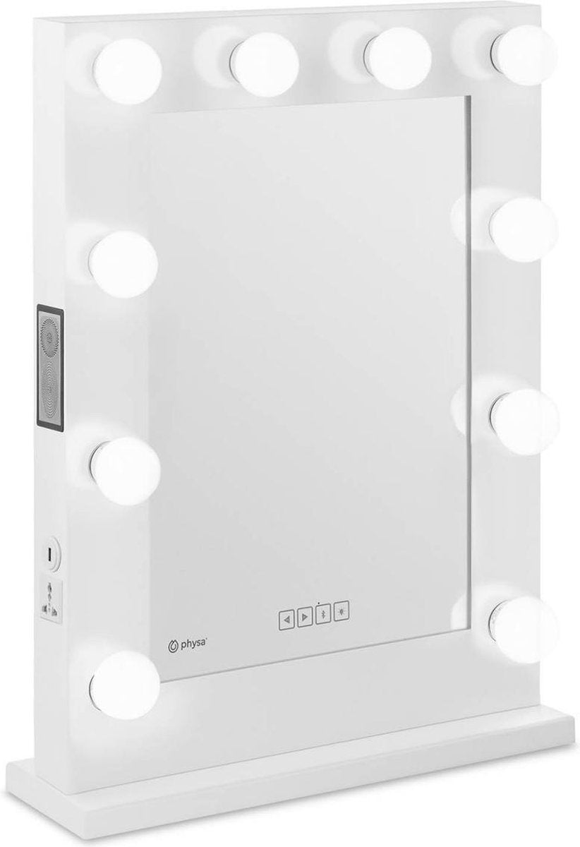 physa Make-up spiegel LED - wit - 10 LED's - vierkant - luidspreker