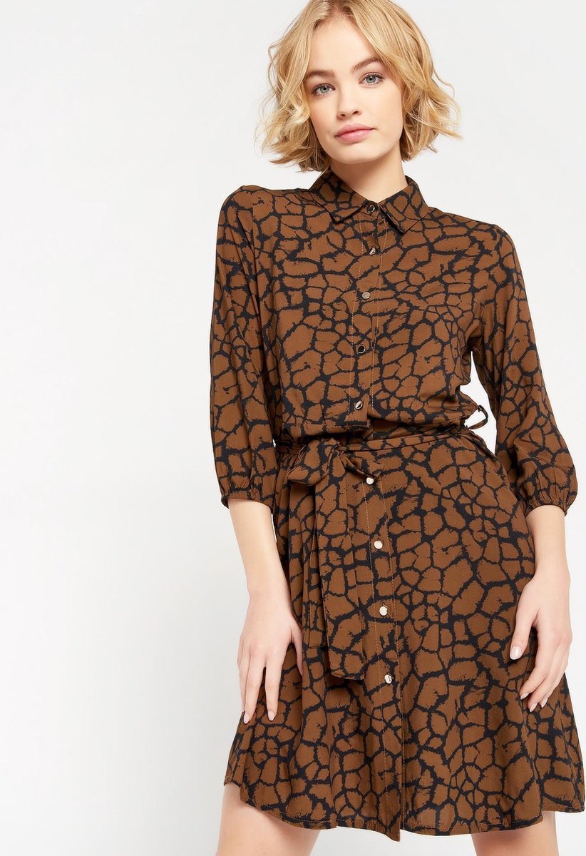 Mini jurk met giraffe print - Bruin