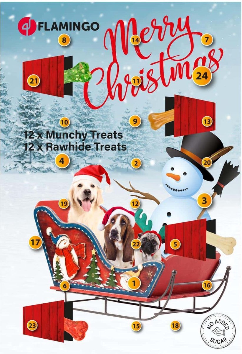 Flamingo Kerst Adventskalender voor Honden - Hondensnack