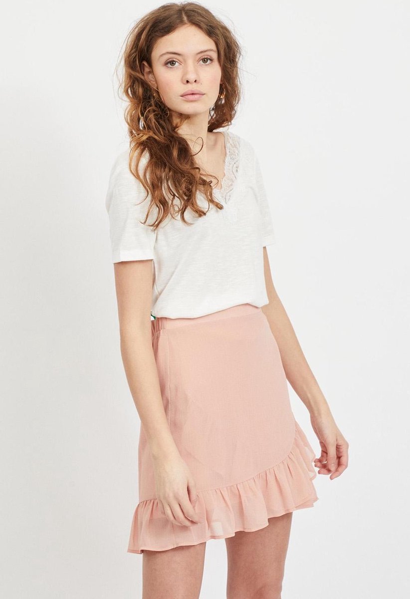Vinoel S/s Lace Detail Top/ka 14066980 Cloud Dancer
