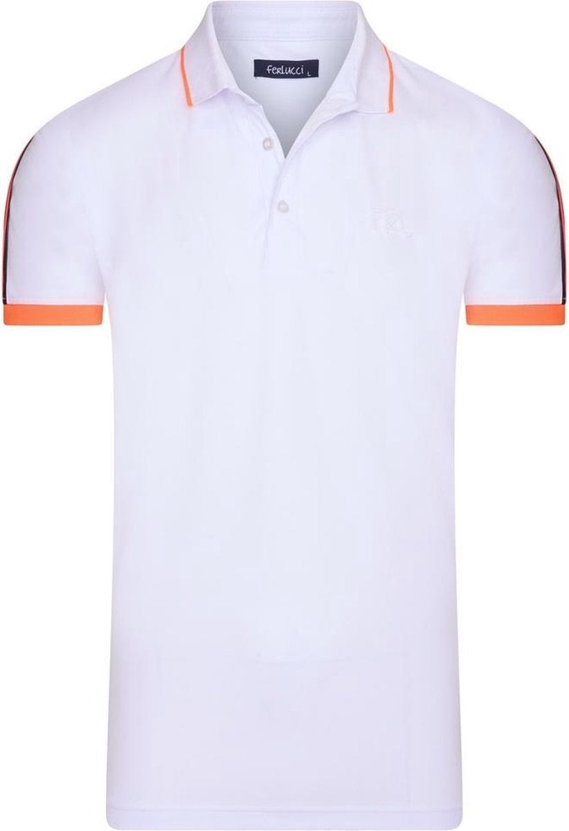 Ferlucci - Exclusieve Heren Polo - Stretch - Model Como - Wit Neon