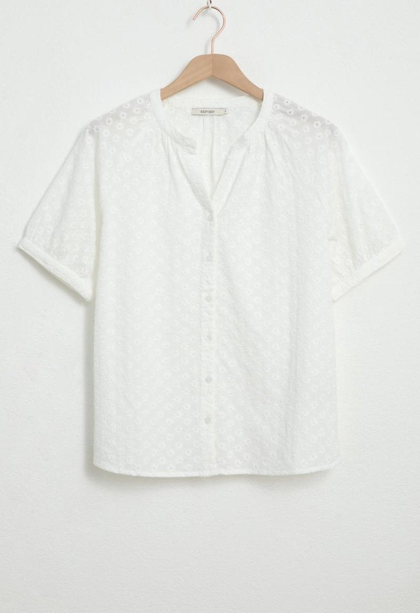 Sissy-Boy - Ecru broderie anglaise blouse met ballon mouwen