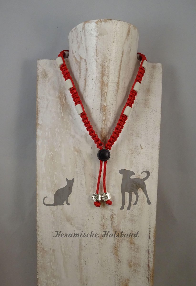 Keramische Halsband (dé natuurlijke teken bestrijding) rood maat L