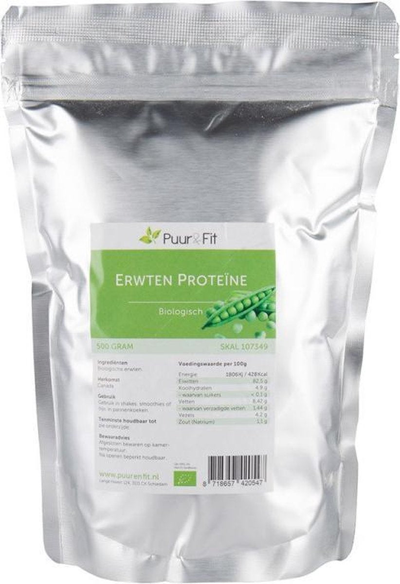 Puur&Fit Erwten proteïne poeder biologisch - 500 gram