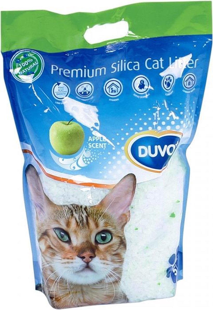 Duvo Silica kattenbakvulling apple 6x5 liter.