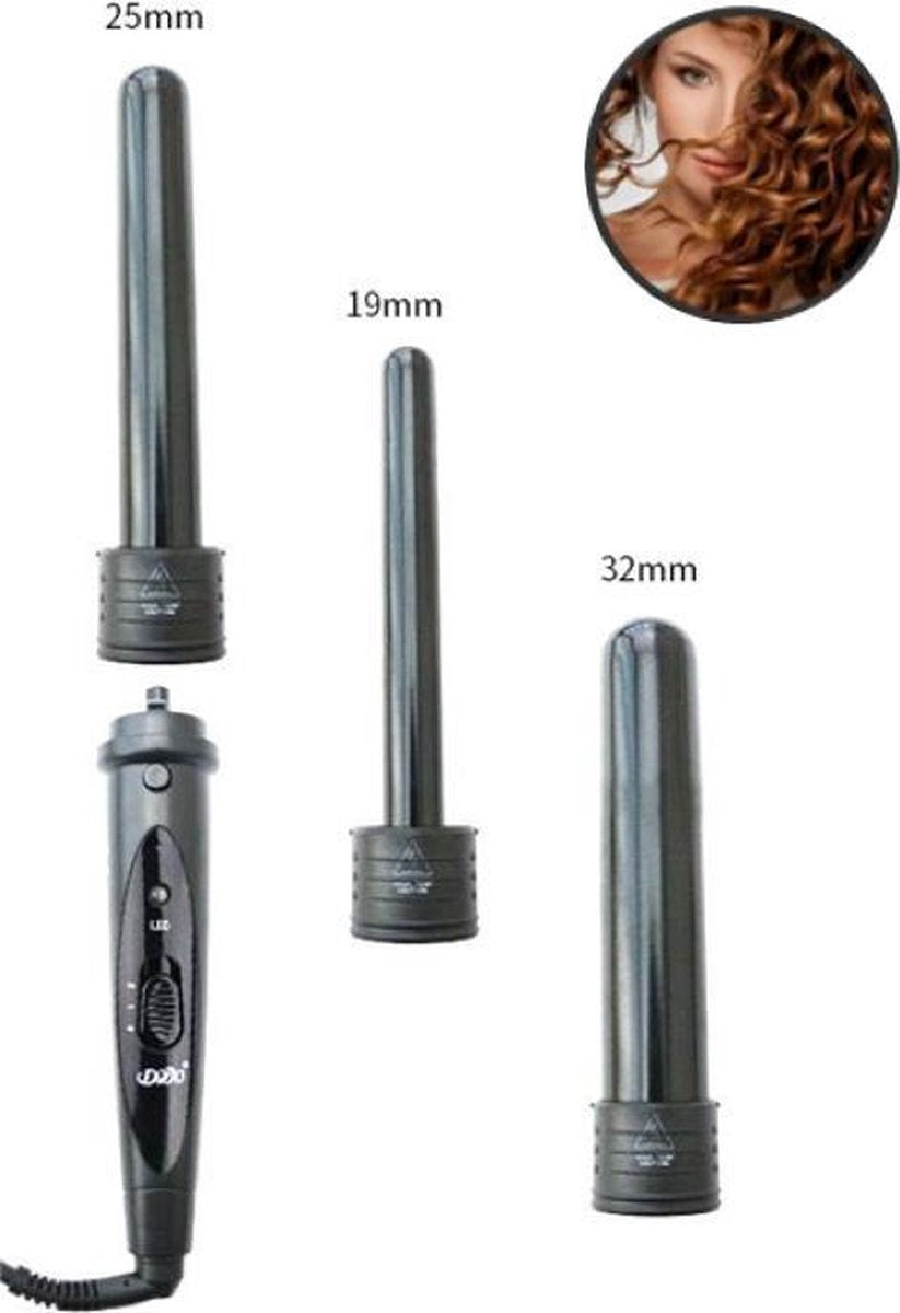 DoDo 3-in-1 Hair Curler – Krultang – 3 opzetstukken 19mm