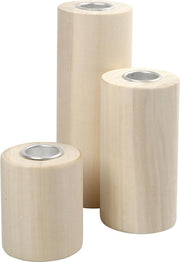 Kaarsenhouder 145x90x65 mm - D: 23 mm Poplar Hout - 3 st