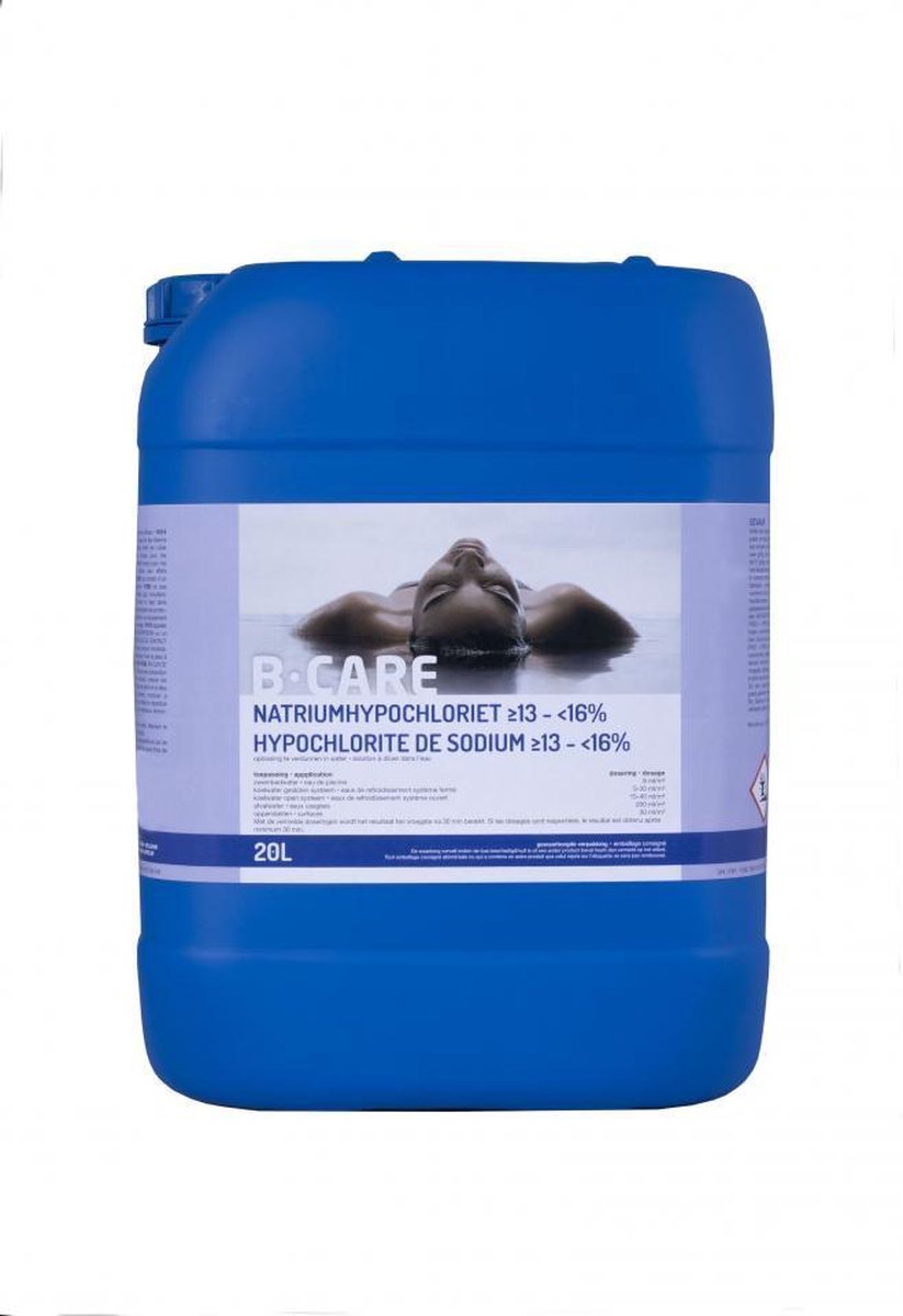 B-care Vloeibare Chloor 20L -B-Care Natriumhypochloriet -POOL-CARE BE