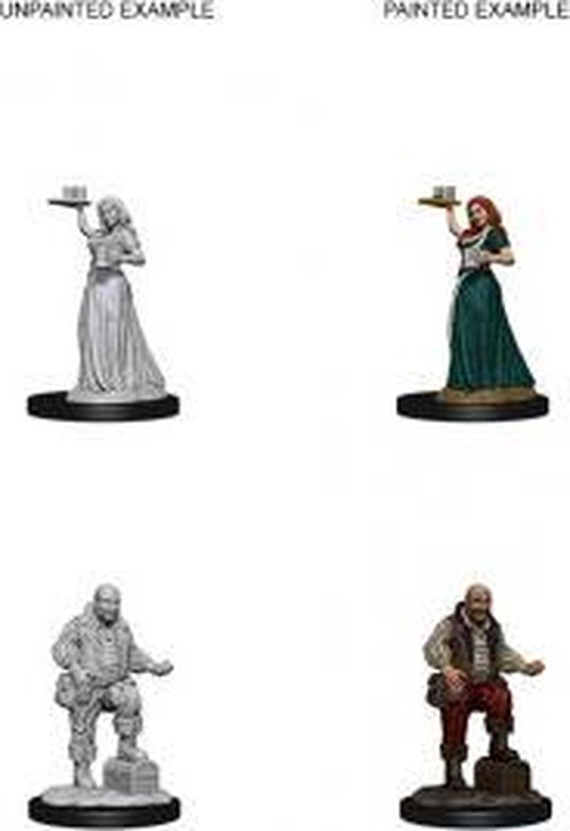 Pathfinder Deep Cuts Unpainted Miniatures - Merchants (Serving Girl/Merchant)