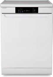 Sharp QWNA1DF45EWEU-vrijstaande vaatwasser-60cm-besteklade + topsproeier-wit