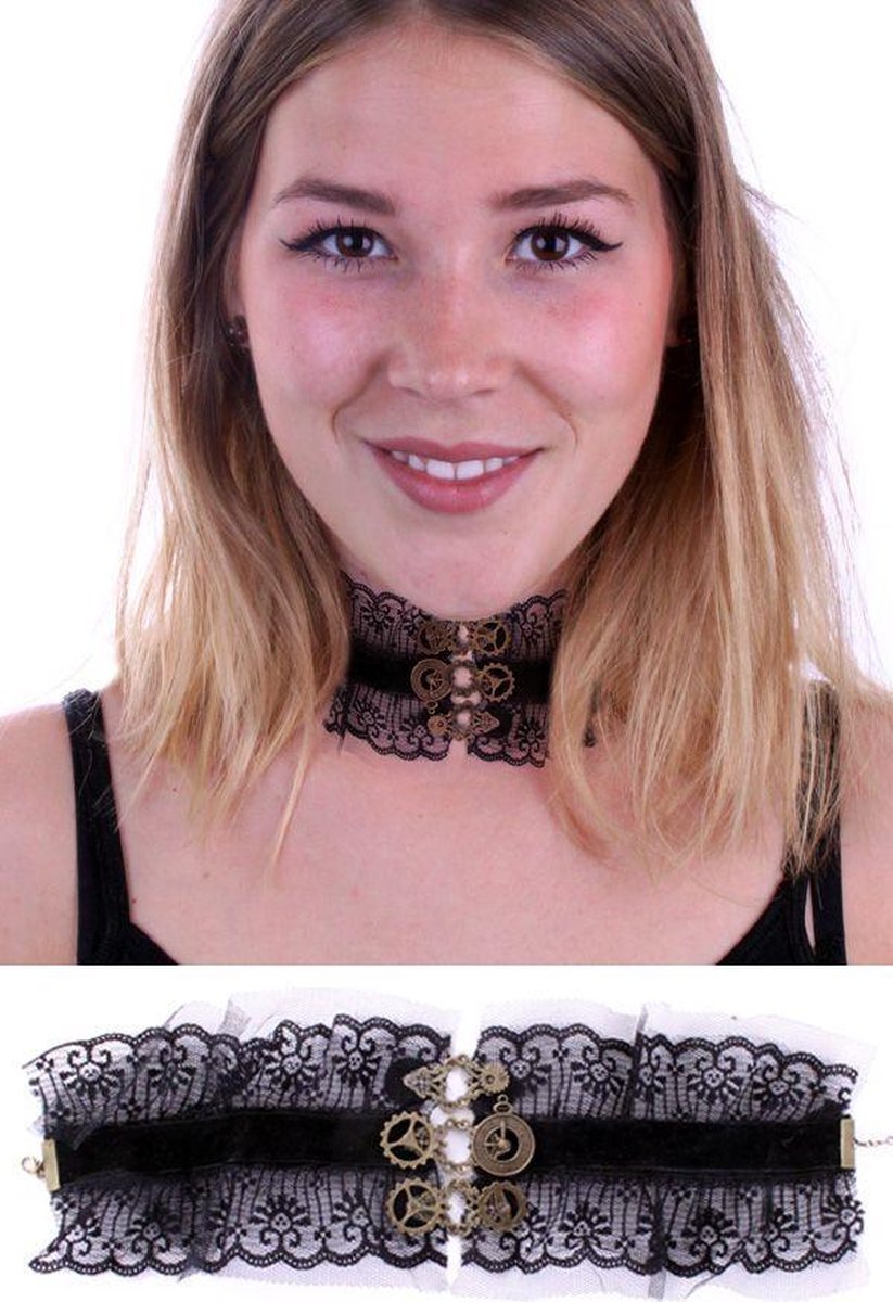 Halsketting/deco kant Steampunk