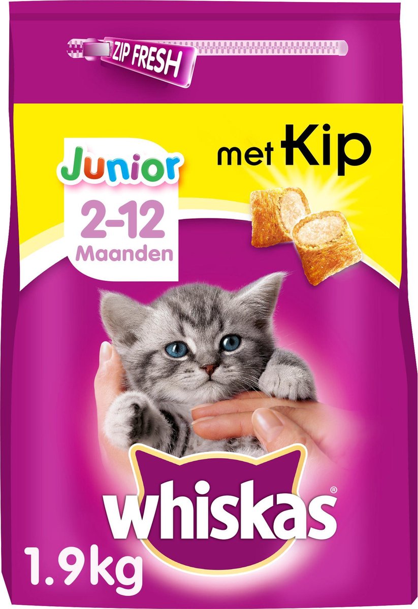 Whiskas droog junior kip kattenvoer 1