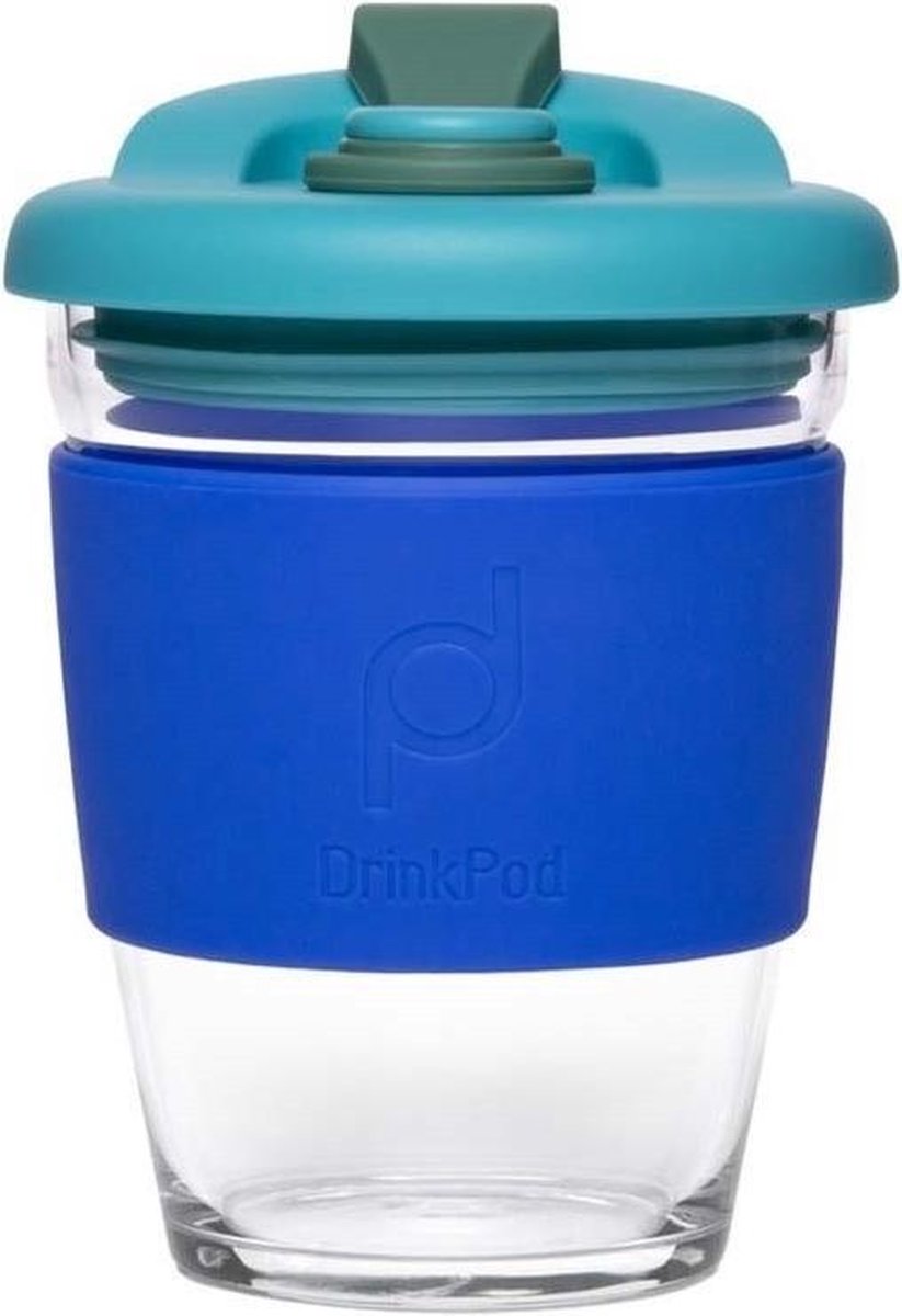 Herbruikbare Koffiebeker - 340ml -  Oceaan Blauw - Glas - Pioneer