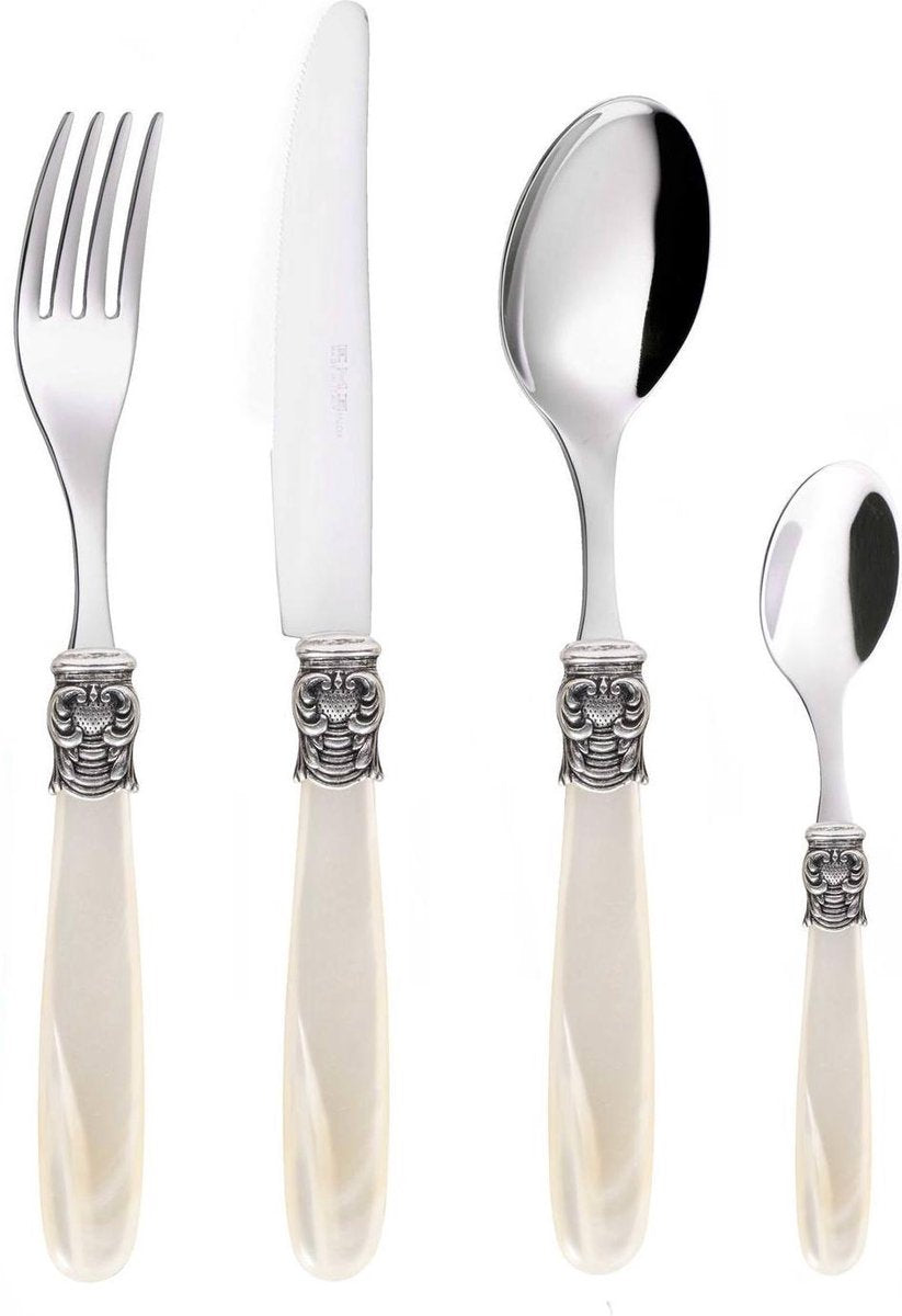 Eme Bestekset Mona Lisa 18/10 24-delig Zilver Offwhite 6-persoons