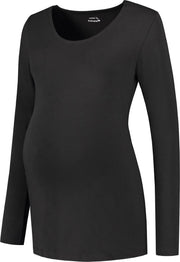 Prénatal Zwangerschaps T-shirt met Lange Mouwen - Zwangerschapskleding - Zwart - Maat M