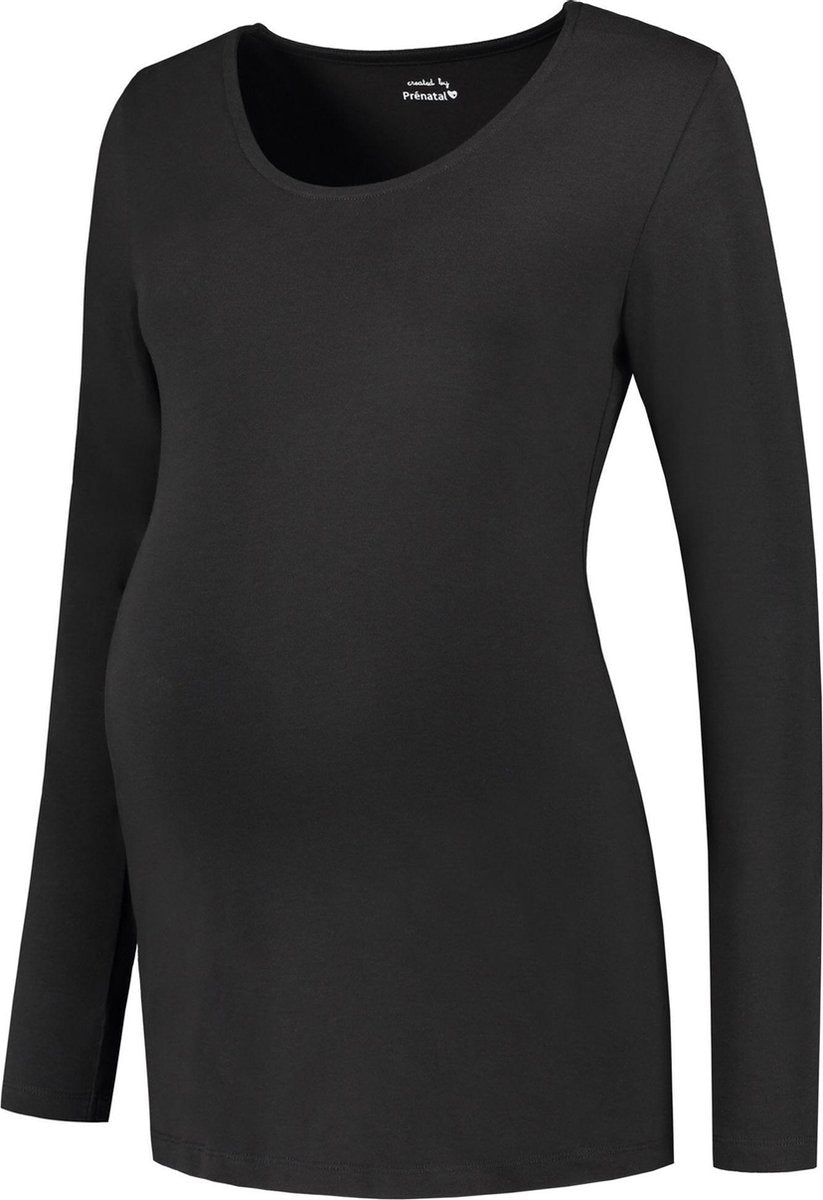 Prénatal Zwangerschaps T-shirt met Lange Mouwen - Zwangerschapskleding - Zwart - Maat M