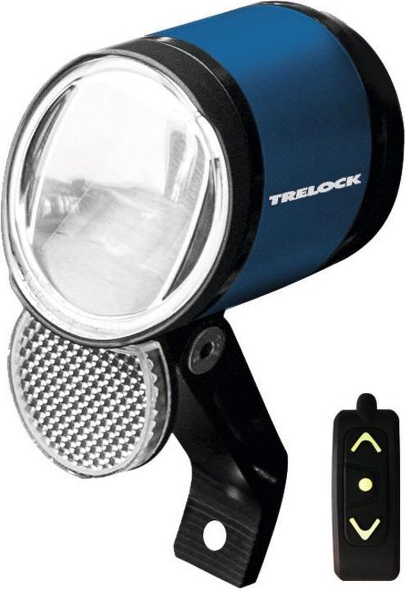 Trelock LED koplamp LS 906 prio. 80lux voor (naaf)dynamo. zwart/blauw