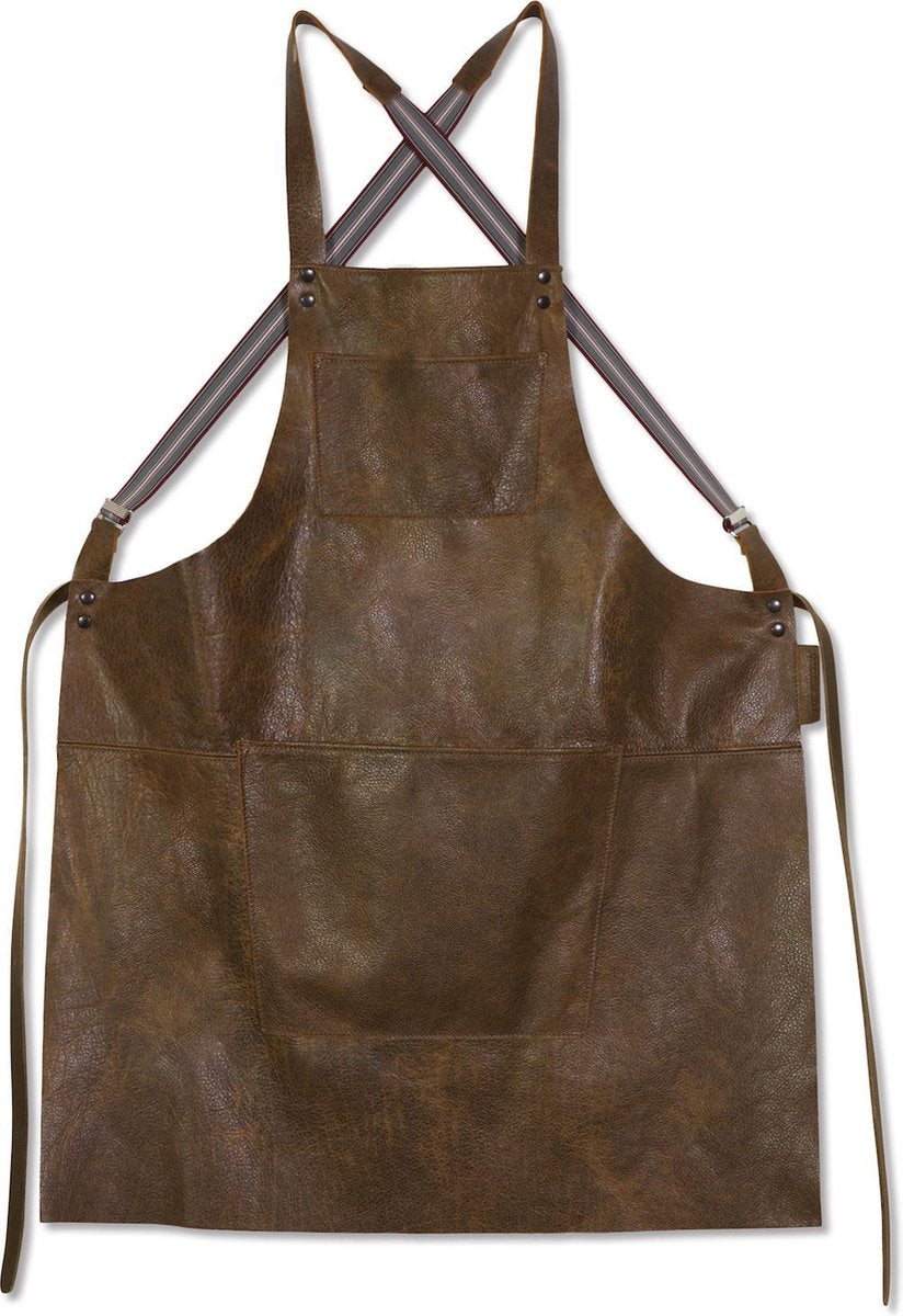 Dutchdeluxes - (Volnerf) Lederen Suspender Schort - Vintage Bruin