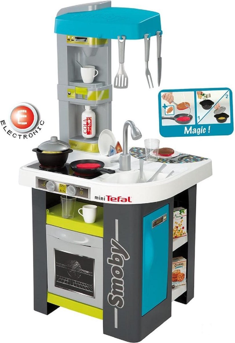 SMOBY Tefal blauwe studiokeuken  Bubble keuken - speelgoedkeuken 100cm