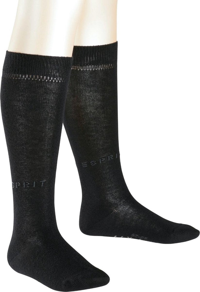 Esprit Foot Logo 2-Pack Kniekous Kinderen 19040 - Zwart 3000 black Kinderen - 23-26