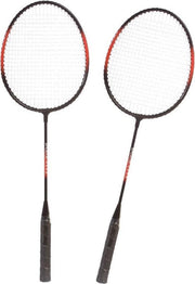 Badmintonset rood/zwart met rackets shuttles en opbergtas 66 cm - voordelige badminton set