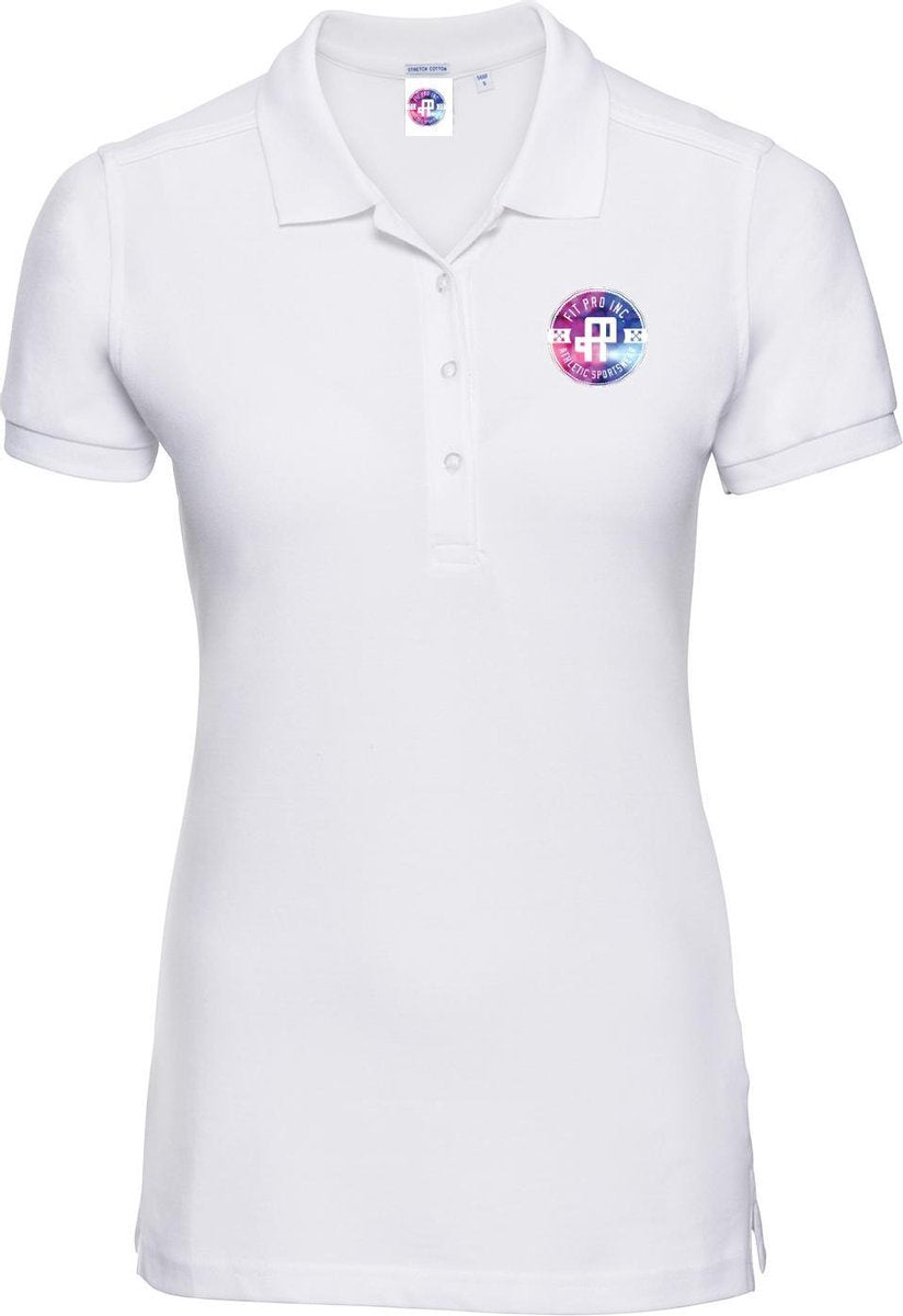 FitProWear Slim-Fit Polo Rosa Dames - Wit - Maat XL - Poloshirt - Sportpolo - Slim Fit Polo - Slim-Fit Poloshirt - T-Shirt - Katoen polo - Polo -  Getailleerde polo dames - Getailleerd poloshirt - Witte polo